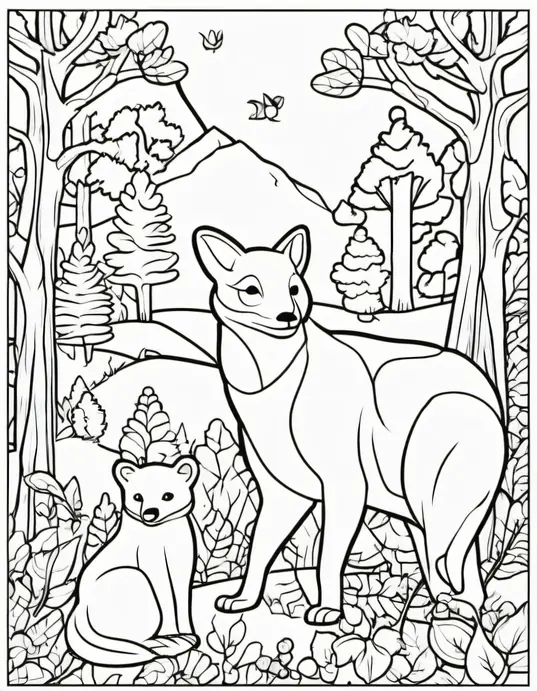Autumn Forest Animals Coloring Page