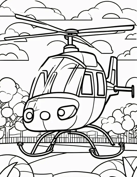 Colorful Helicopter Playground Scene for Kids