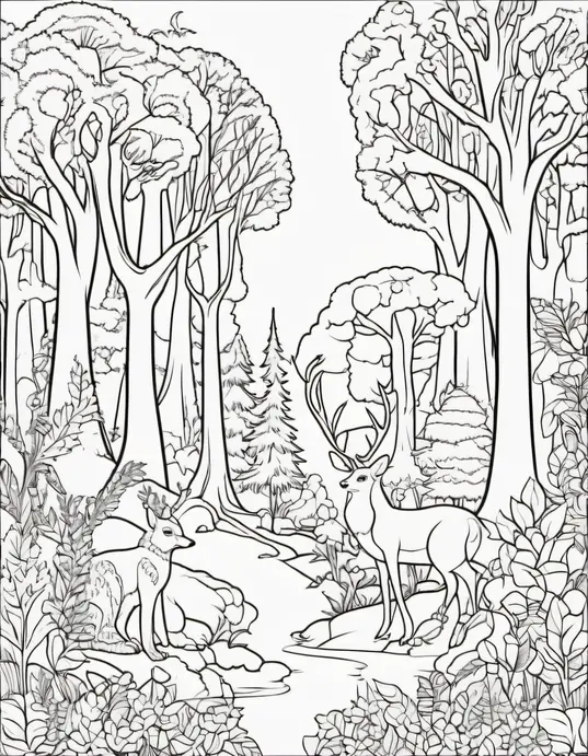 Enchanted Forest Coloring Page for Kids