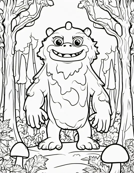 Spooky Forest Monster Coloring Page