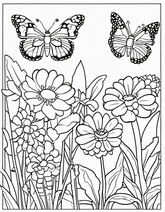 Butterfly Garden Coloring Scene