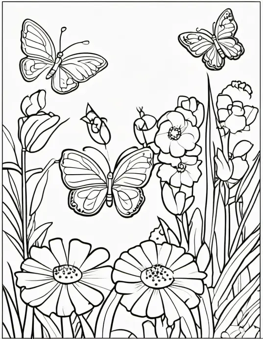 Butterfly Garden Coloring Patterns for Kids