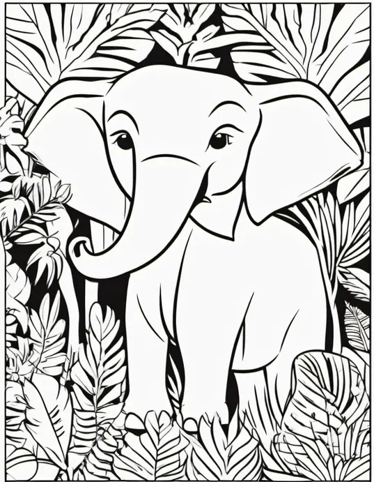 Pixel Art Jungle Animal Coloring Scene