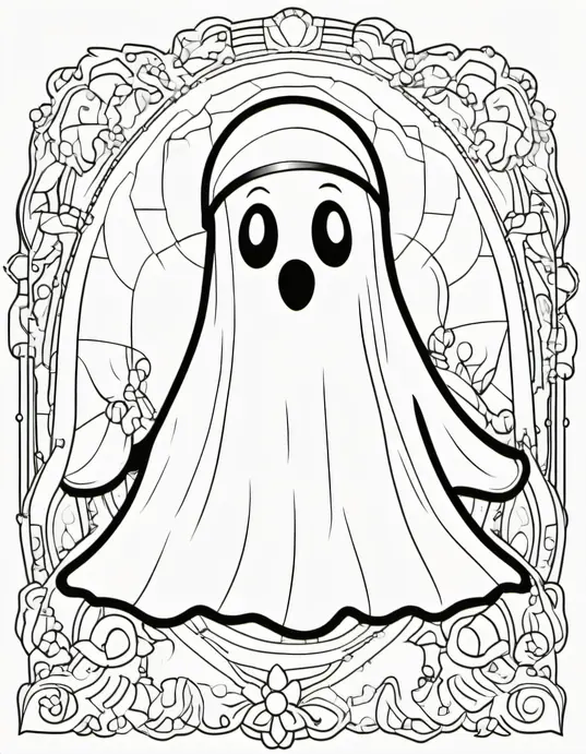 Spooktacular Glowing Ghost Coloring Page