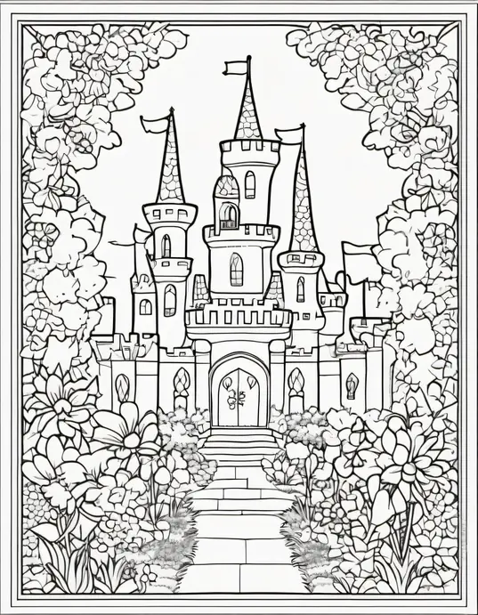Enchanting Castle Garden Coloring Page