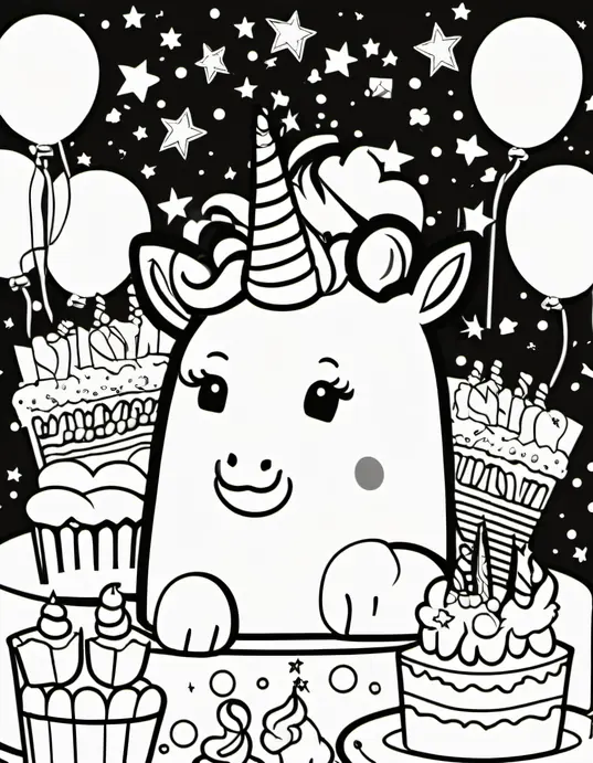 Colorful Unicorn Birthday Party Scene for Kids