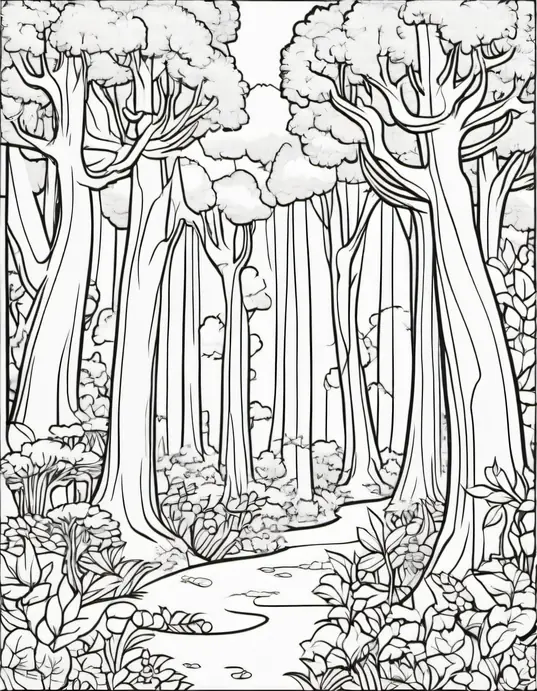 Enchanted Forest Coloring Page for Kids