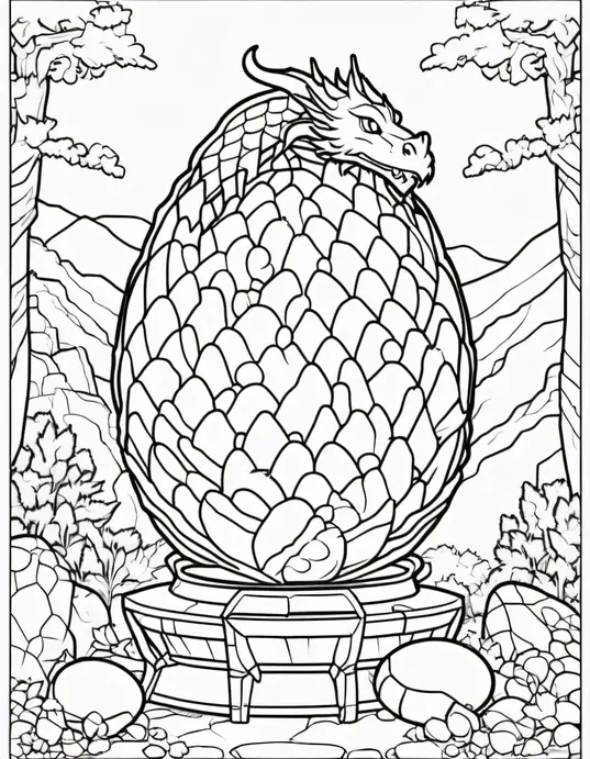 Anime-Style Dragon Egg Hatchery Coloring Page