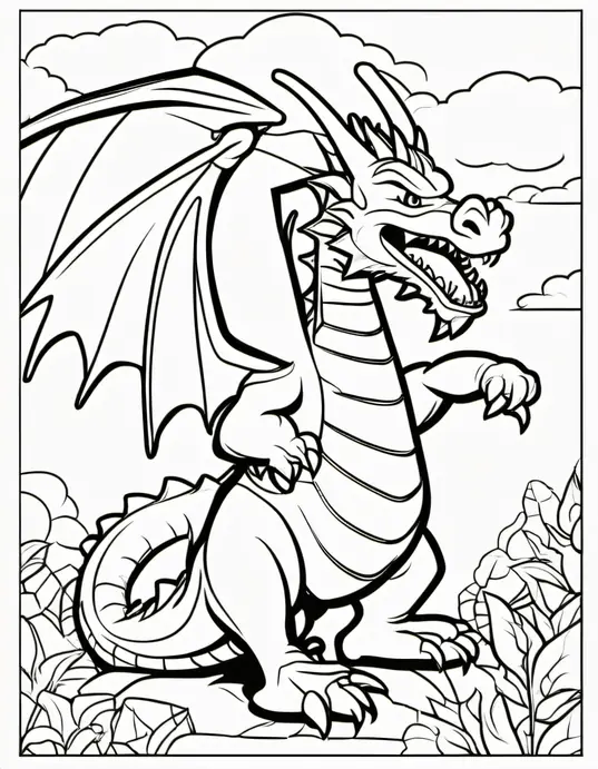 Medieval Dragon's Den Coloring Page