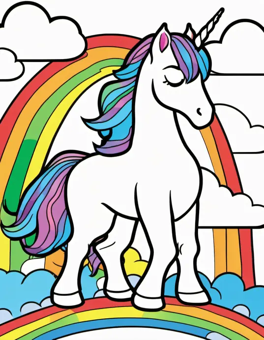 Colorful Unicorn Rainbow Adventure Scene