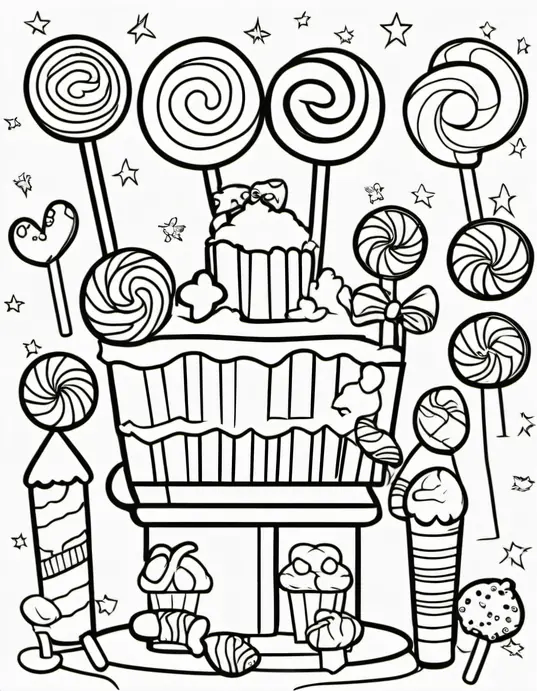 Sweet Candyland Coloring Page for Kids