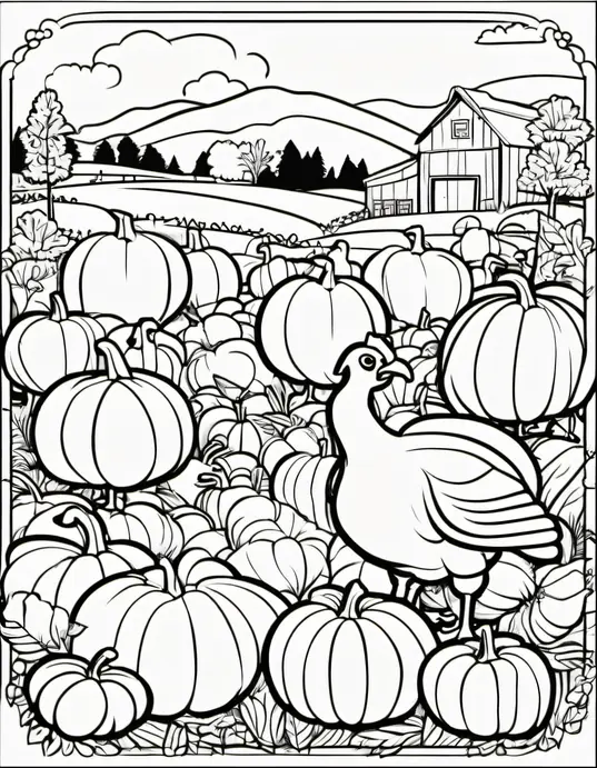 Turkey Farm Coloring Page Delight