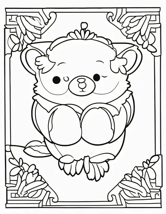 Colorful Forest Bear Picnic Scene for Kids
