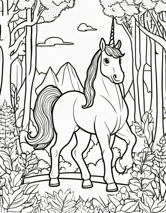 Color and Play: Unicorn Forest Adventure Scene