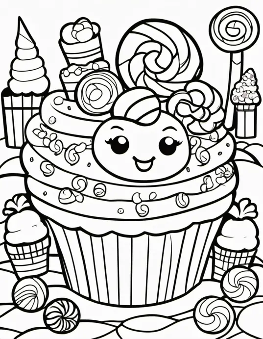 Sweet Candyland Coloring Page for Kids