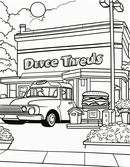 Colorful Drive-Thru Burgers Play Scene