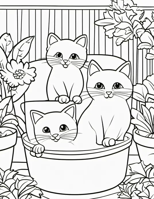 Purrfect Cat Coloring Scene for Kids