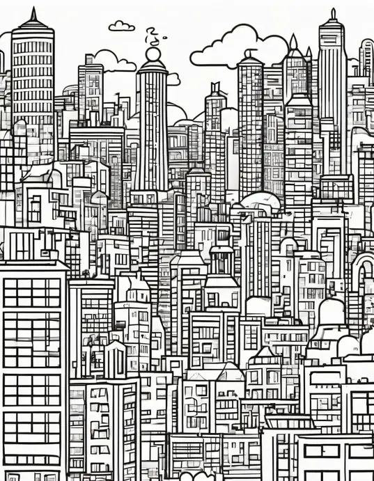 Superhero City Coloring Page for Kids