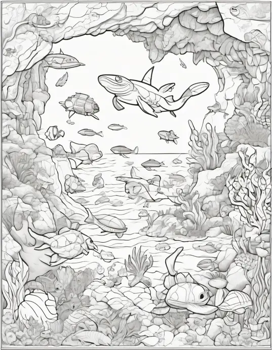 Coloring Superheroes Underwater Cave Adventure