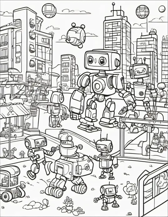 Color and Create: Happy Robot Playground Adventure