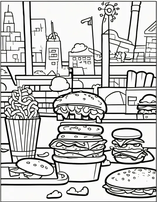 Color & Discover: Happy Hamburger Playground