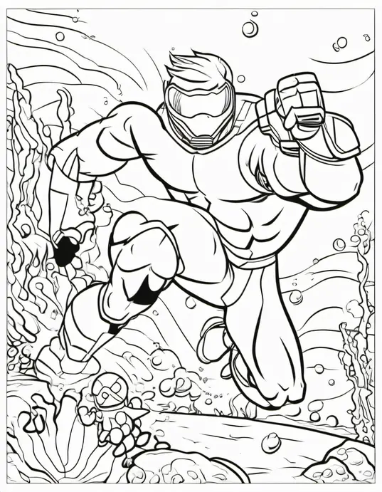 Color Superheroes Underwater Adventure Scene