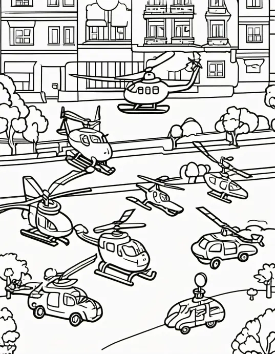 Colorful Helicopter Playground Scene for Kids