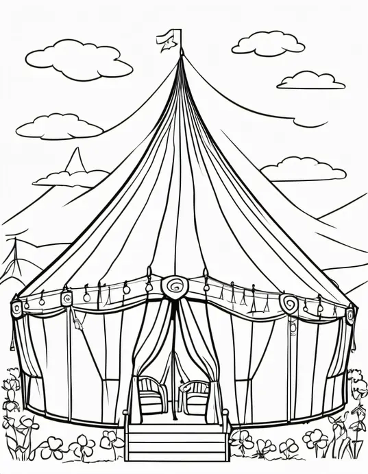 Colour the Joyful Clown's Big Top Tent Scene