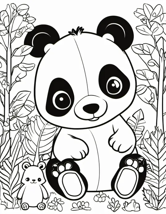 Colorful Panda Forest Adventure Scene for Kids