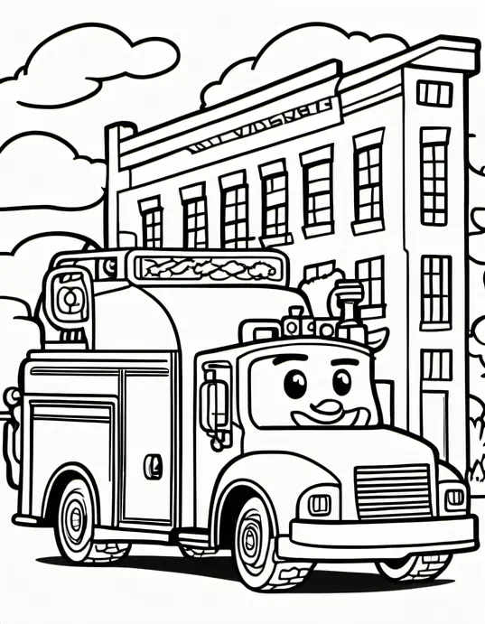 Fire Truck Coloring Page: Save the Day!