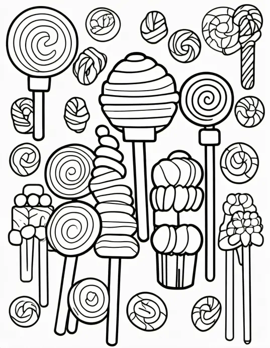Sweet Candyland Coloring Page for Kids