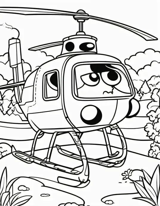 Coloring Adventure: Exciting Helicopter Playground Scene