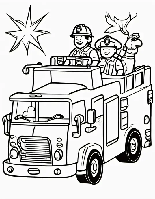 Fire Truck and Police Car Coloring Page