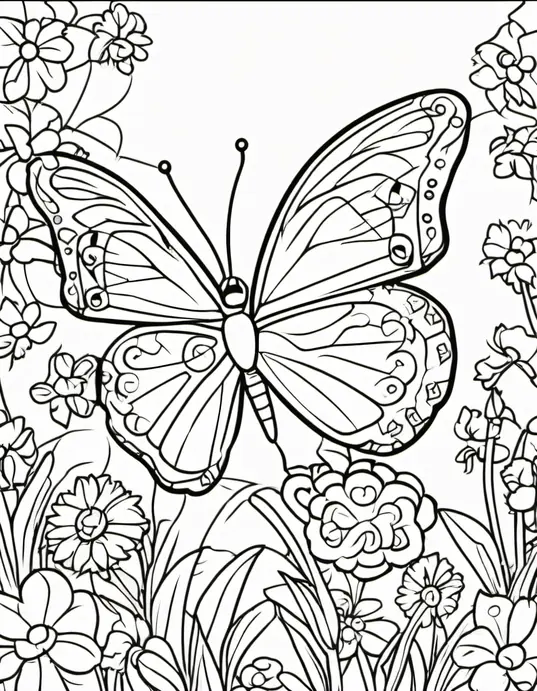 Butterfly Garden Coloring Patterns for Kids