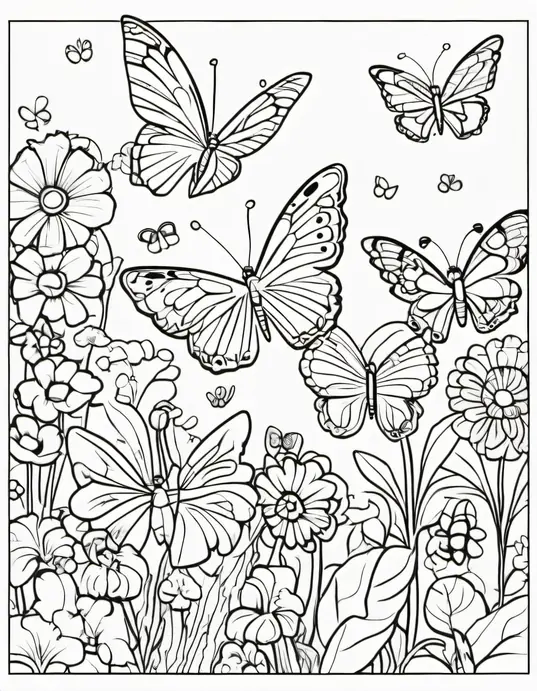 Butterfly Garden Coloring Patterns for Kids