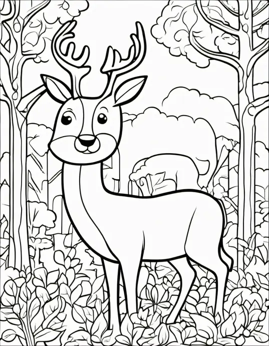 Sunny Forest Animals Coloring Trees