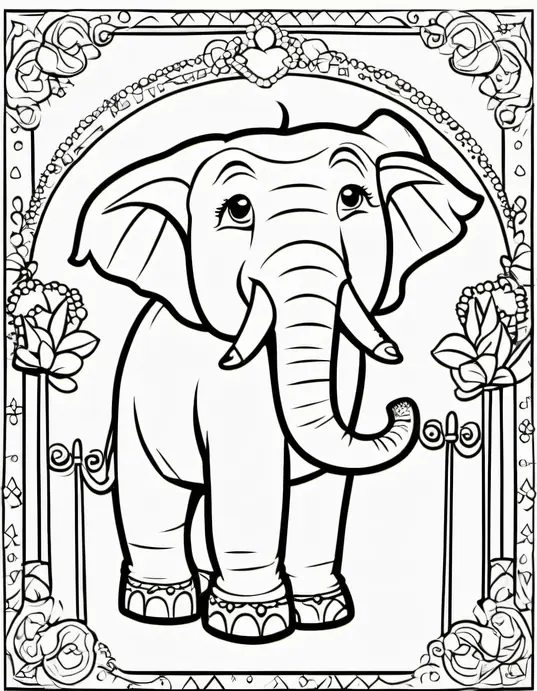 Exciting Elephant Coloring Page in Circus Scene