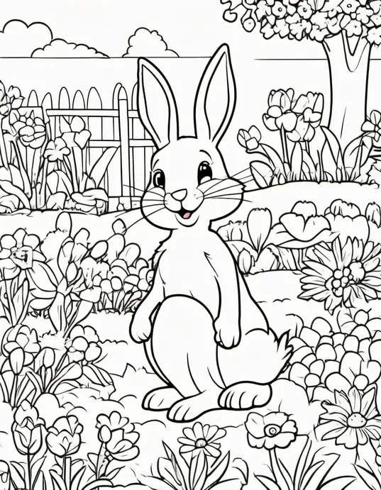 Easter Bunny's Garden Coloring Page