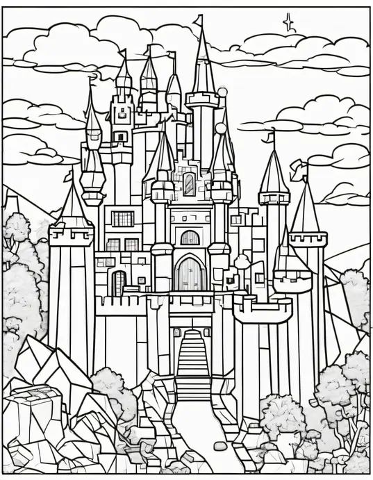 Minecraft Castle Coloring Page for Kids