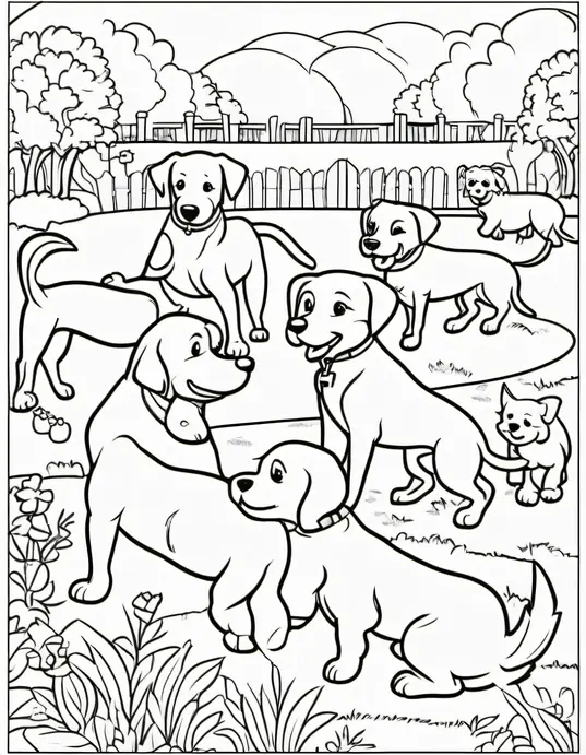 Puppy Playtime Coloring Scene