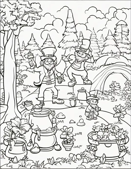 Lucky Leprechaun Forest Coloring Page
