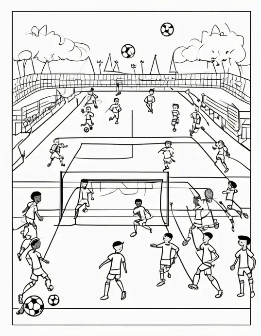 Color and Play: Sunny Soccer Match Coloring Page