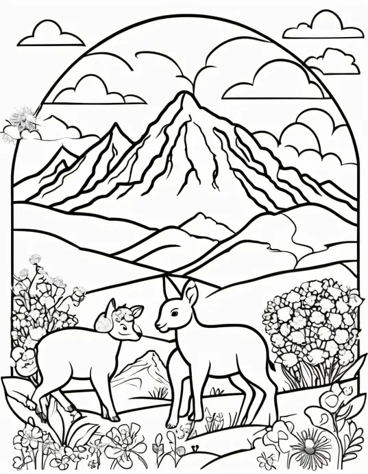 Exploring Sunny Snowy Mountain Scenes for Kids' Coloring Fun
