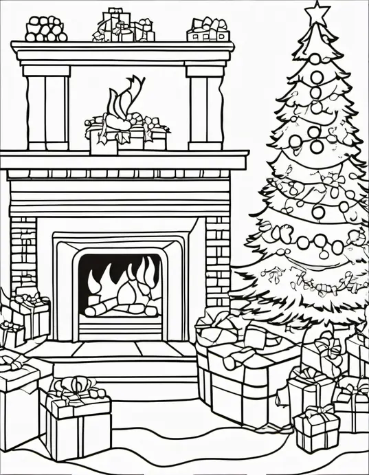 Santa's Snowy Workshop Coloring Page