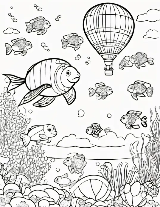 Colorful Underwater Balloon Parade Scene for Kids
