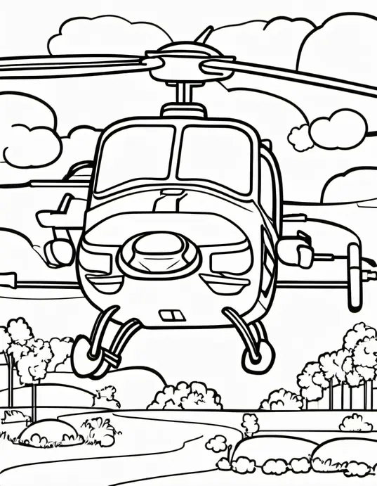 Colorful Helicopter Playground Scene for Kids