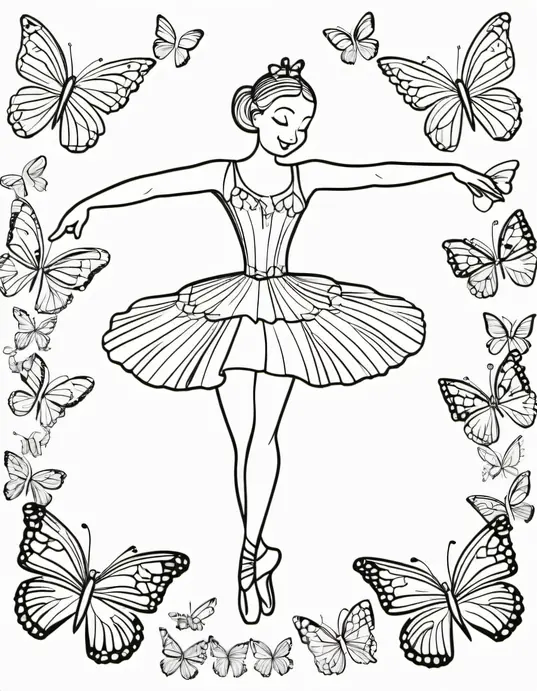 Butterfly Ballet Coloring Page