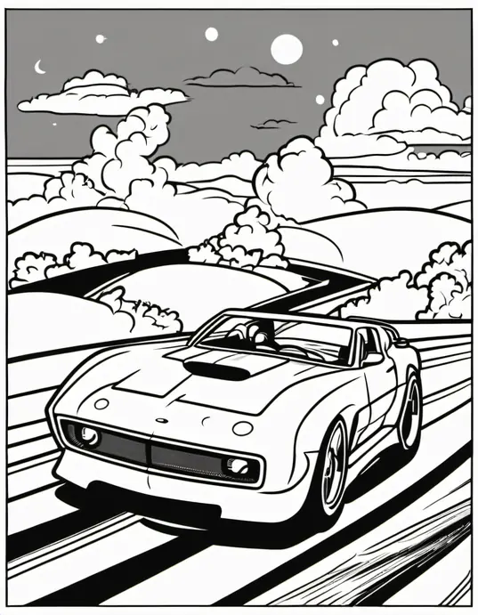 Coloring Race Cars at Sunset Grand Prix