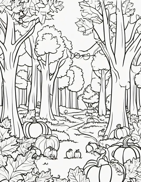 Autumn Forest Animals Coloring Page