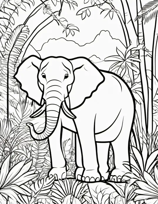Exotic Jungle Animals Coloring Page